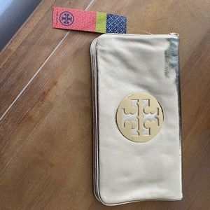 Tory Burch NWT gold reva clutch with gold hardware
